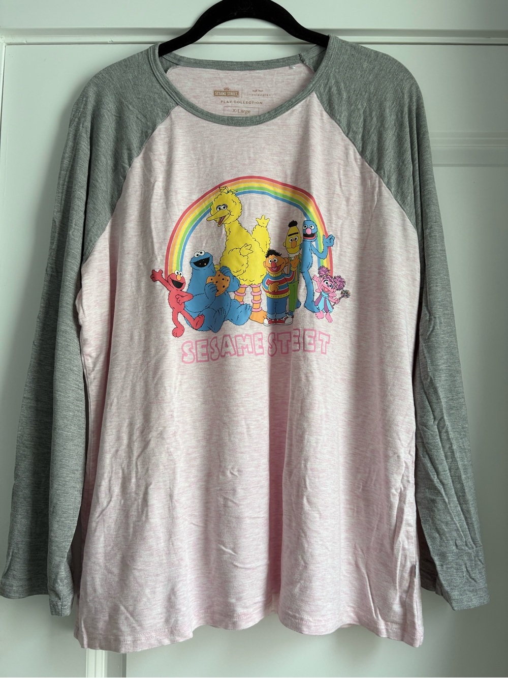Little Sleepies Play Collection Pink and Gray Sesame Street Long-Sleeve Tee